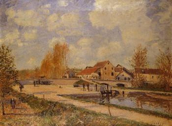 Alfred Sisley : The Bourgogne Lock at Moret, Spring